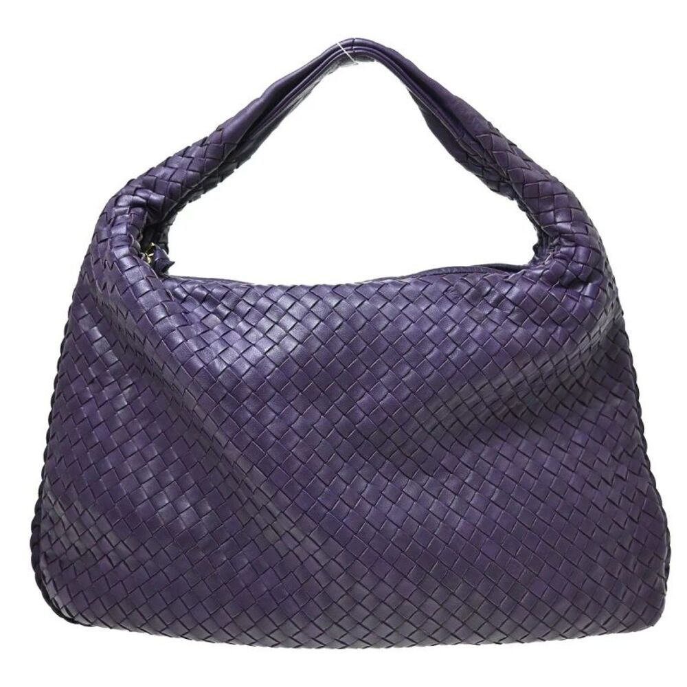Bottega Veneta Veneta Hobo Intrecciato Nappa Purple Leather Handbag - Picture 1 of 8